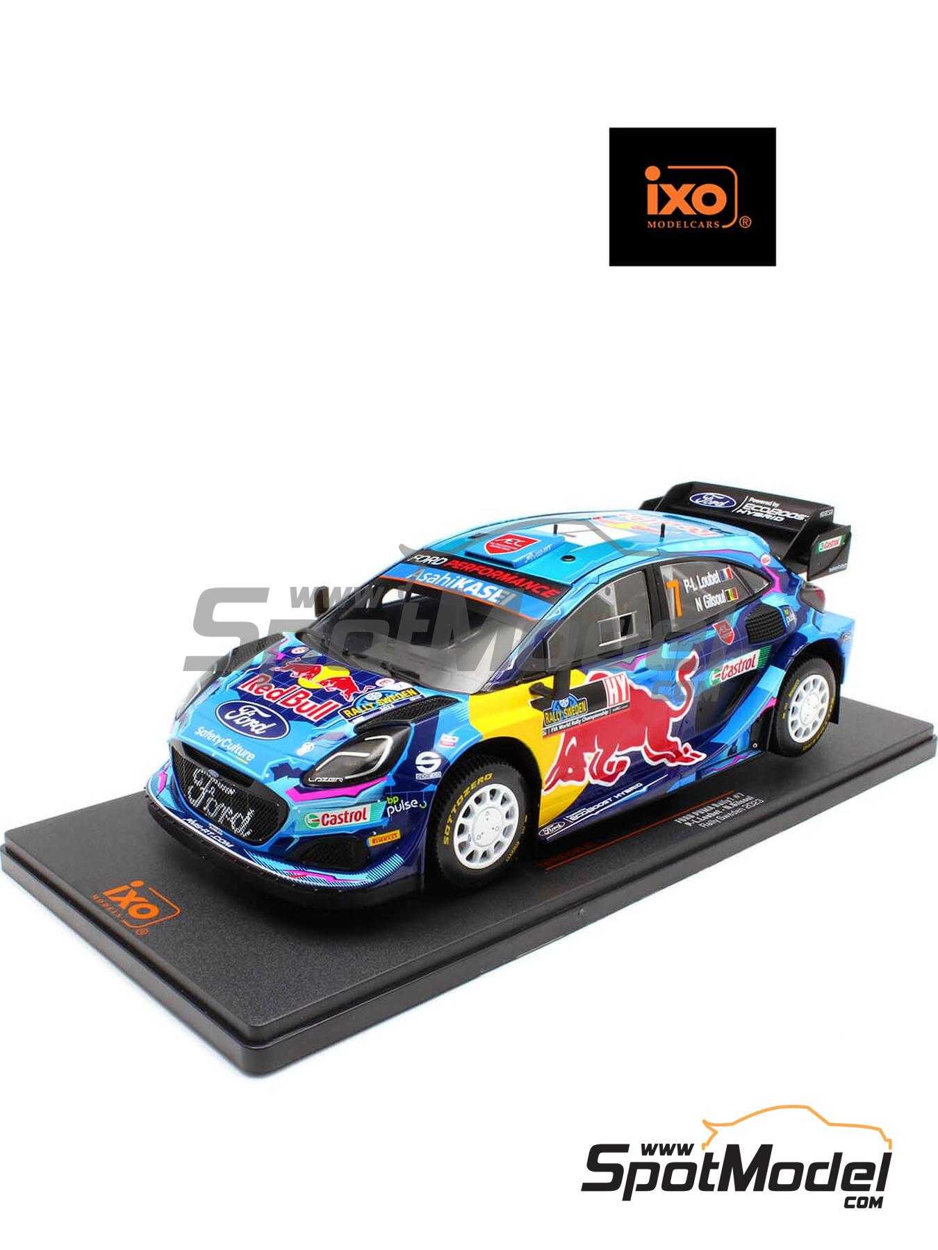 Ford Puma Rally1 M Sport Ford World Rally Team sponsored by Ford Performance Svezia Sweden Rally 2023. Diecast model car in 1 18 scale manufactured